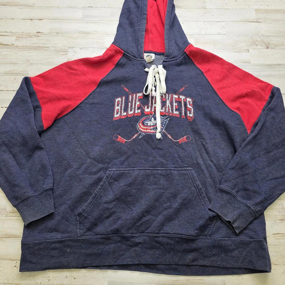 Columbus Blue Jackets Hoodie Mens 2XL XXL NHL Sweatshirt Lace Tie